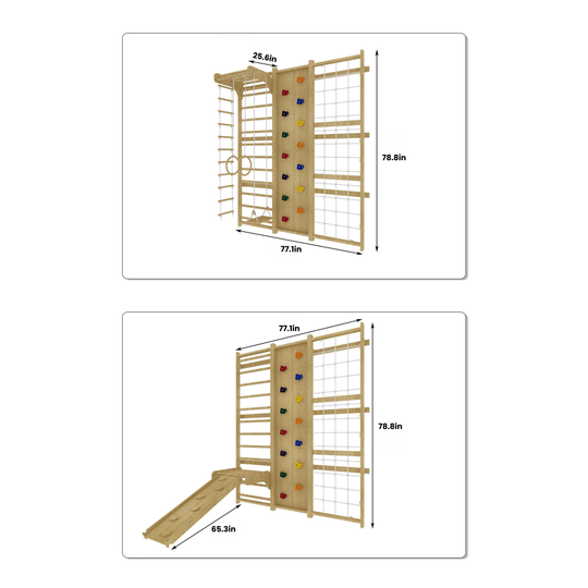 Juego de gimnasio de pared con escalera sueca 9 en 1 de nogal