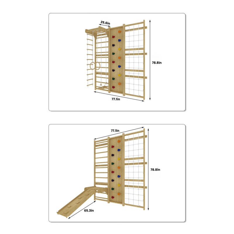 Juego de gimnasio de pared con escalera sueca 9 en 1 de nogal