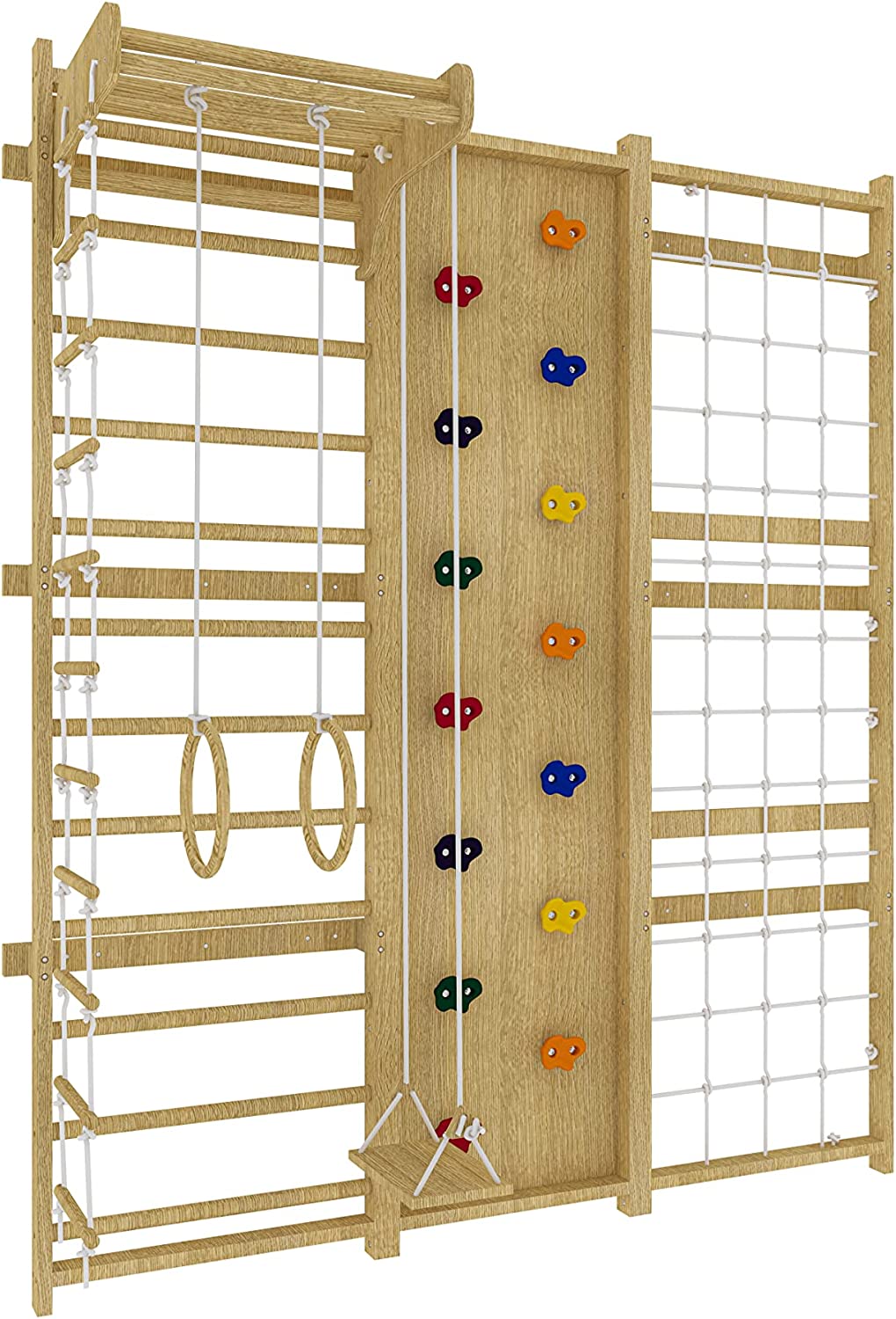 Walnut 9 in 1 Swedish Ladder Wall Gym Set Shop KidStrong