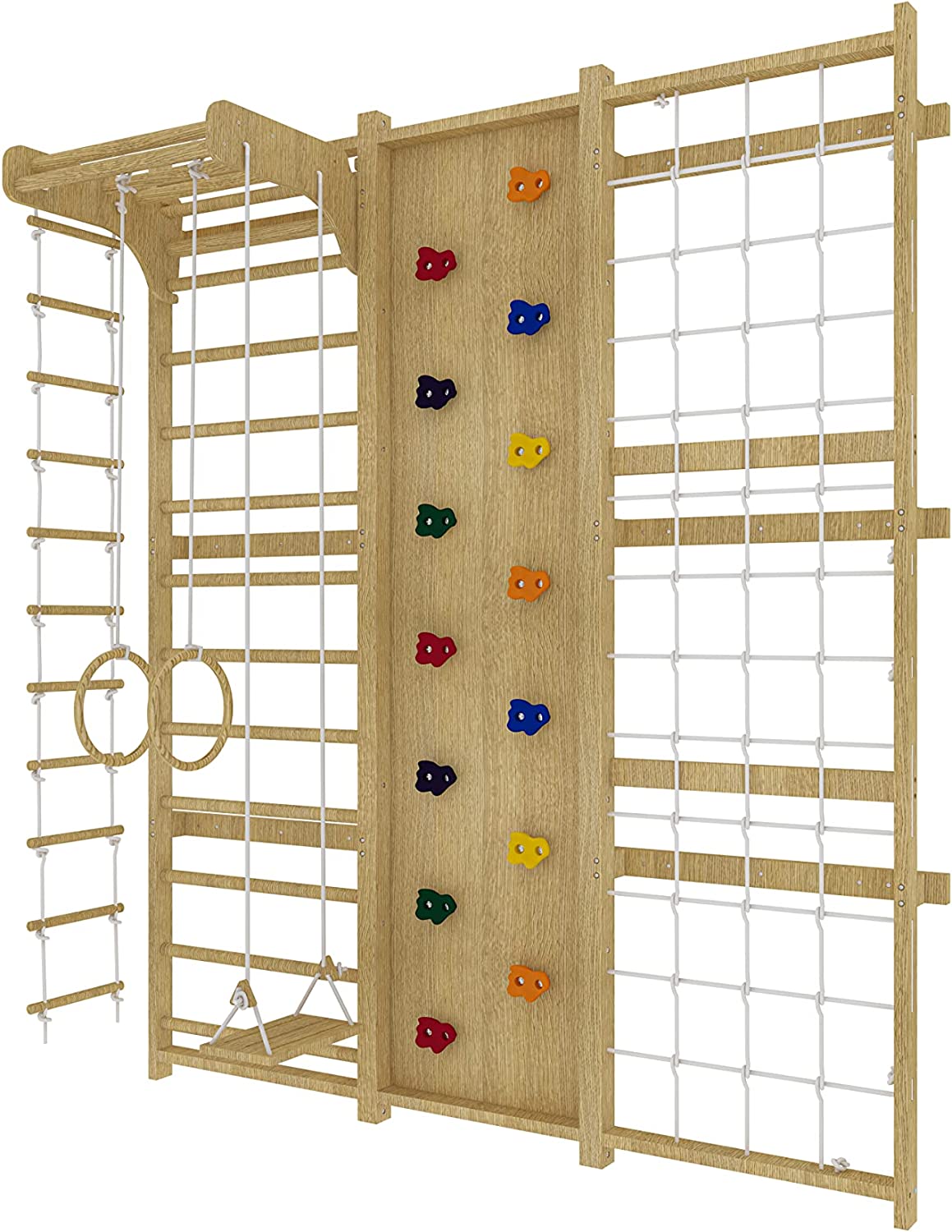 Walnut 9 in 1 Swedish Ladder Wall Gym Set Shop KidStrong