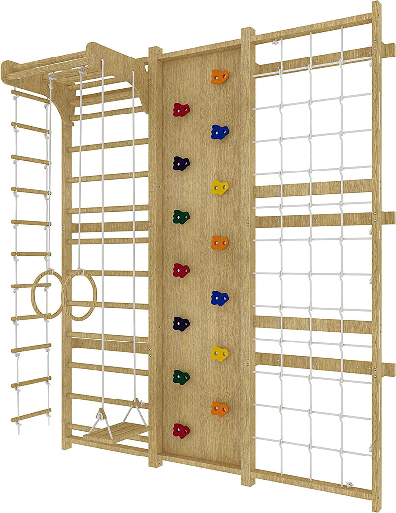 Walnut 9-in-1 Swedish Ladder Wall Gym Set