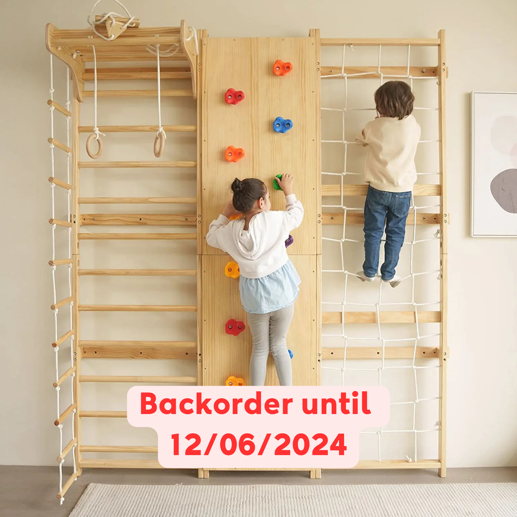 Walnut - 9-in-1 Swedish Ladder Wall Gym and Climber