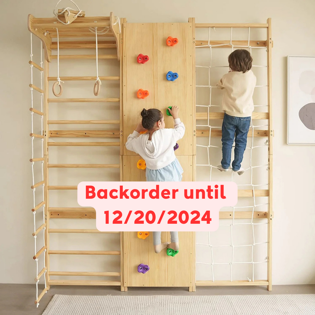 Walnut - 9-in-1 Swedish Ladder Wall Gym and Climber