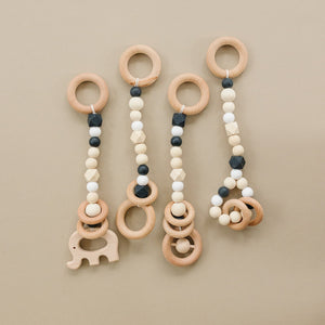 Wooden Baby Gym + Black Toys