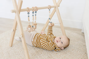 Wooden Baby Gym + Gray Toys