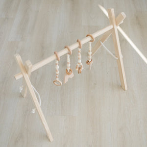 Wooden Baby Gym + Natural Wood Toys