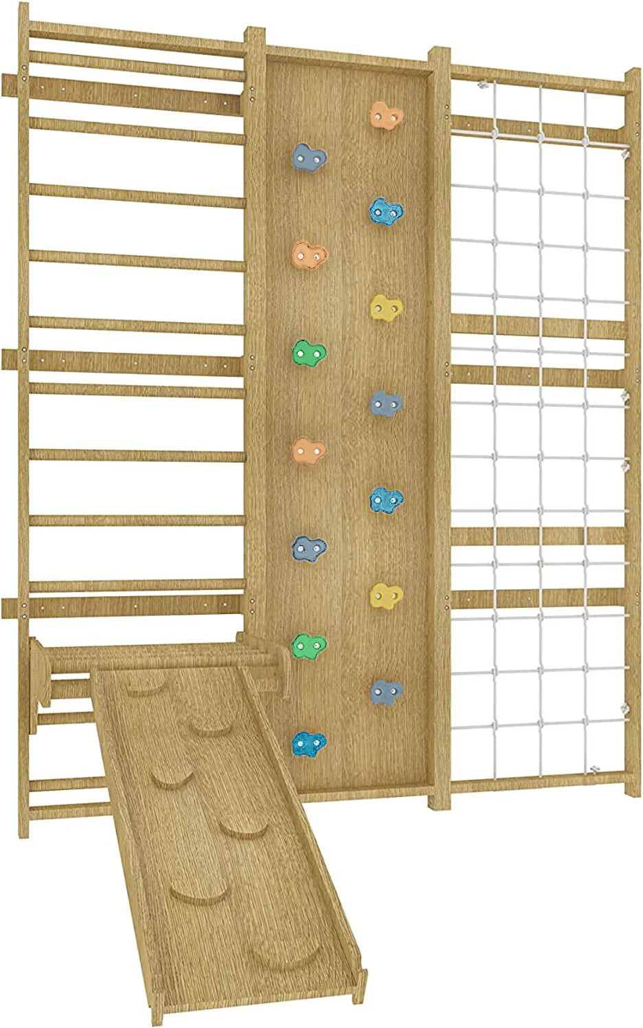 Walnut 9-in-1 Swedish Ladder Wall Gym | Indoor Wooden Climber & Activity Set for Kids