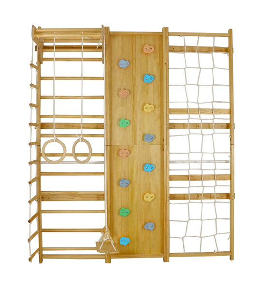 Walnut 9-in-1 Swedish Ladder Wall Gym | Indoor Wooden Climber & Activity Set for Kids