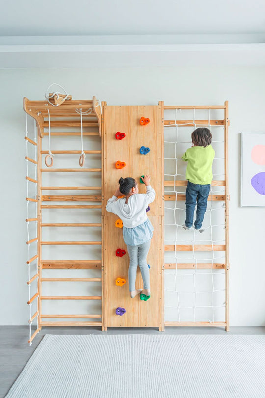 Ensemble de gymnastique mural à échelle suédoise 9 en 1, noyer