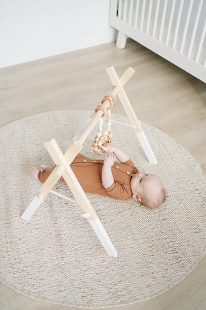 Wooden Baby Gym + Natural Wood Toys