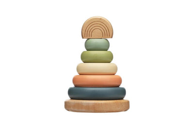 Wooden Stacking Rainbow Tower Baby Toy, Nursery Decor