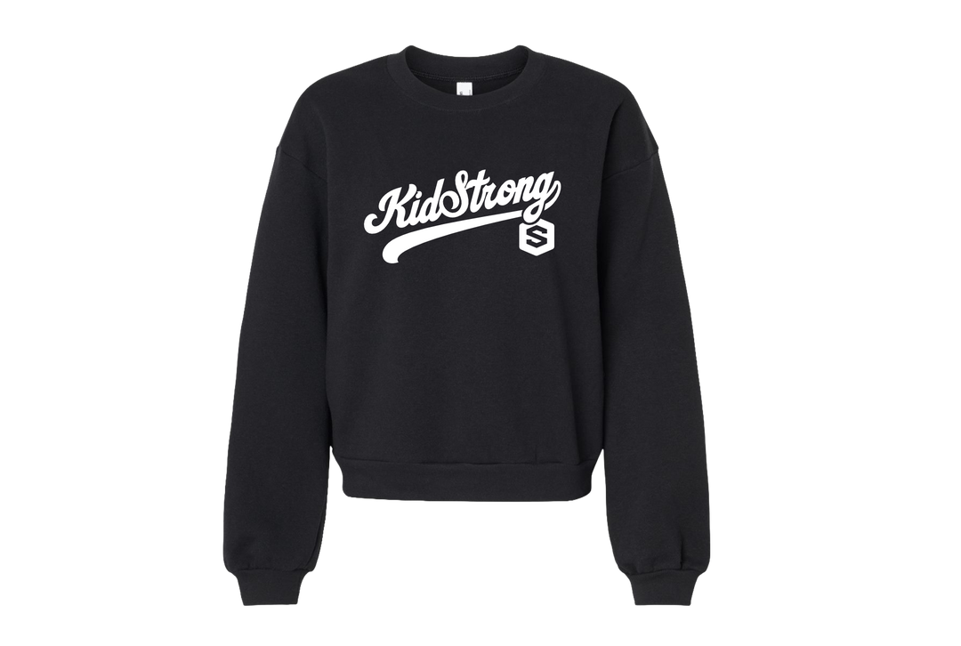 Black Cursive Crop Crew Sweatshirt