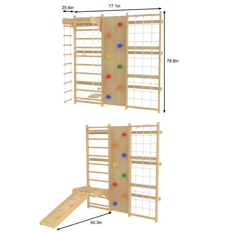 Walnut - 9-in-1 Swedish Ladder Wall Gym and Climber