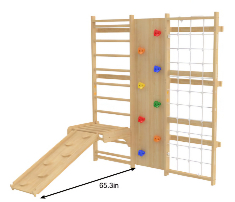 Juego de gimnasio de pared con escalera sueca 9 en 1 de nogal